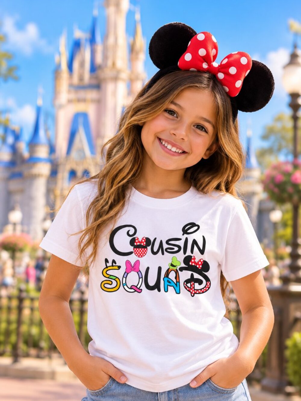 Disney Cousin Squad Girls White Graphic T-Shirt - size Youth 12-13